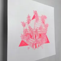 Affiche motif "Urbain #2" rose fluo