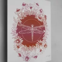 Affiche Libellule dégradé rose et orange
