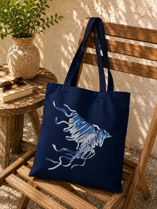Tote bag envolée bleu