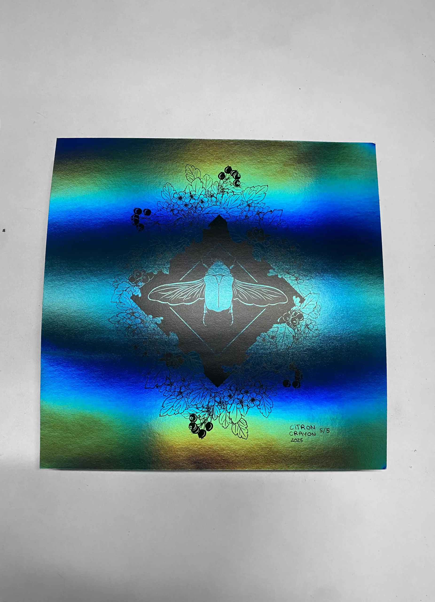 Affiche "Cétoine" bleu holographique