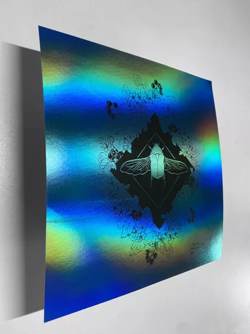 Affiche "Cétoine" bleu holographique