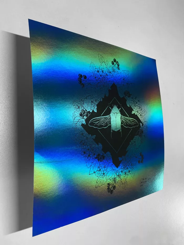 Affiche "Cétoine" bleu holographique