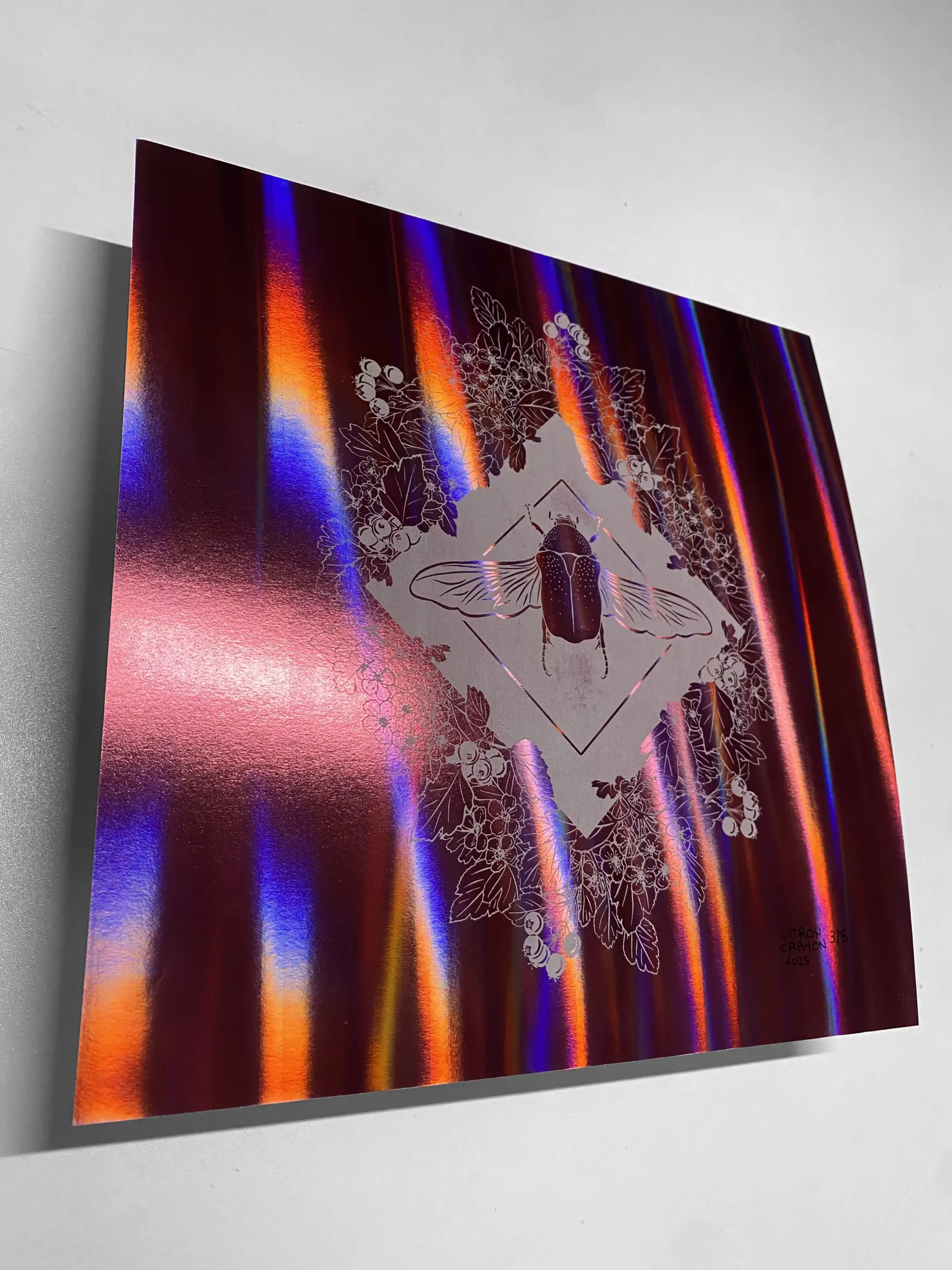 Affiche "Cétoine" rose holographique