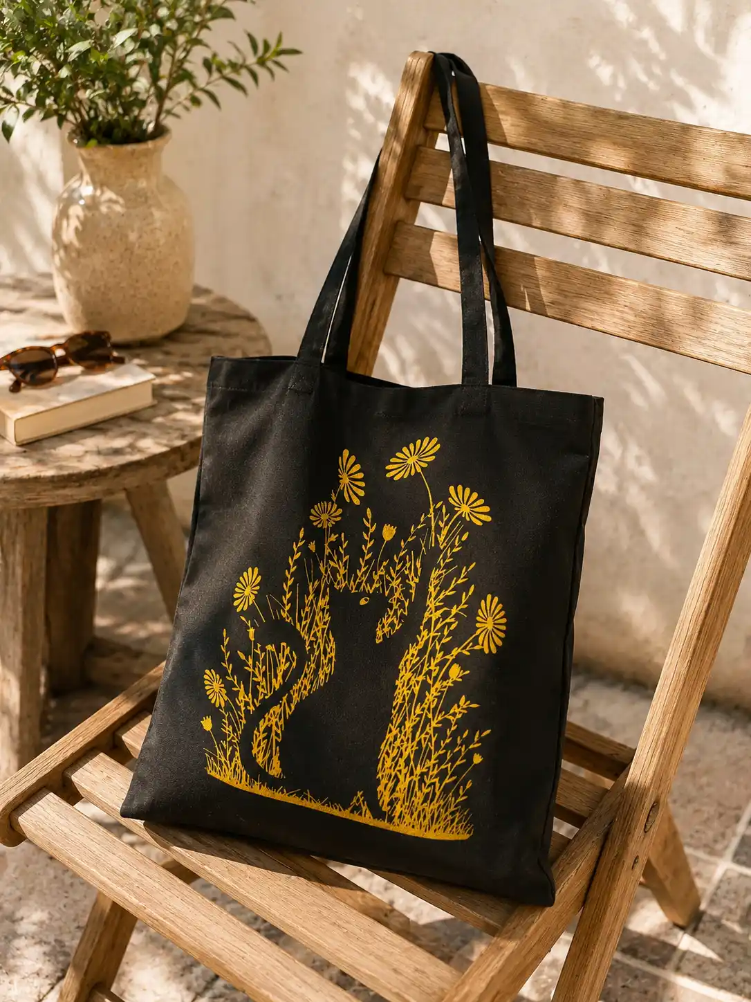 Tote bag chat des champs